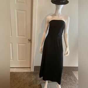 NWOT~Black Midi Length Tube Dress~Elastic Waist~Ruched Bodice Sides~Size S